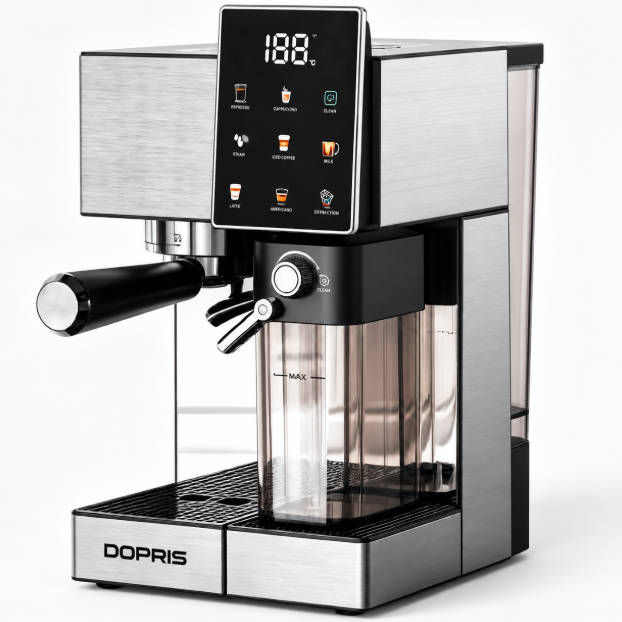 Stainless Steel Espresso Coffee Machine with 1.5L Water Tank Milk Frother (3)